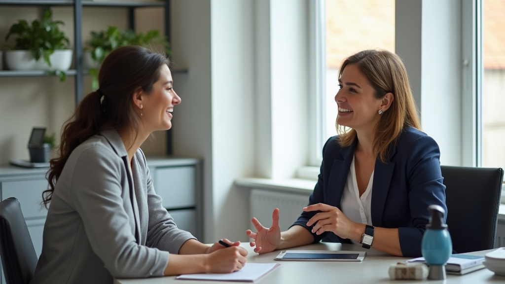 Conseiller bancaire de La Banque Postale en discussion avec un client