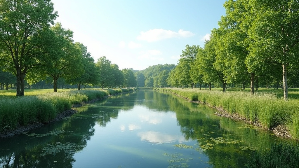 Étang de la Tafarette à Ferrières-en-Brie entouré de verdure