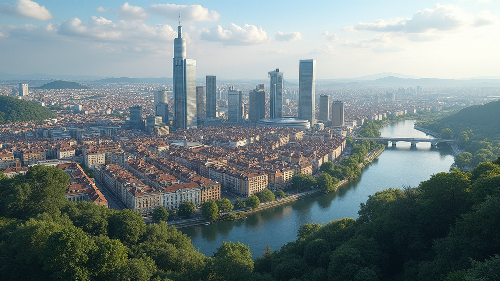 Vue aérienne du centre-ville d