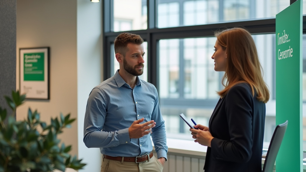 Client en discussion avec un conseiller dans une agence Société Générale