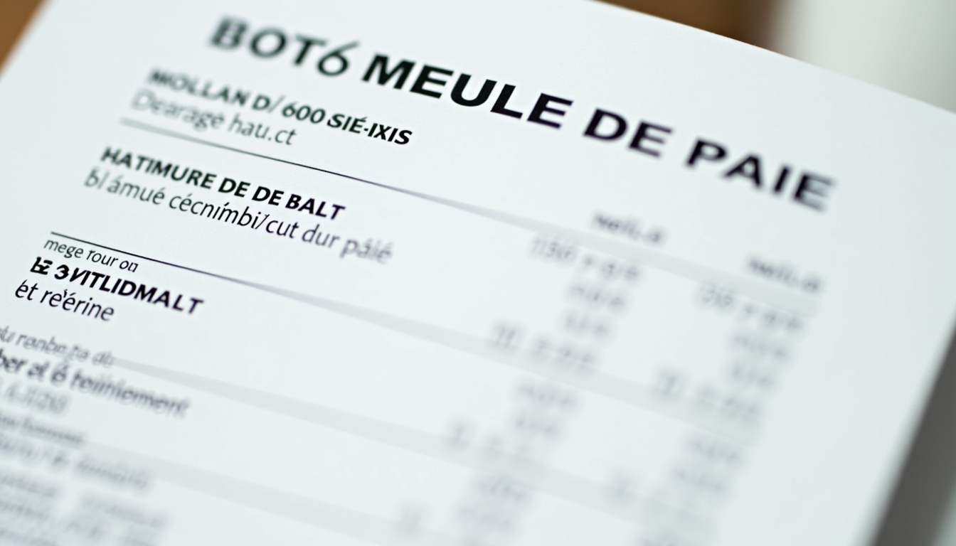 Exemple de fiche de paie avec les mentions salaire brut, salaire net et prélèvement à la source