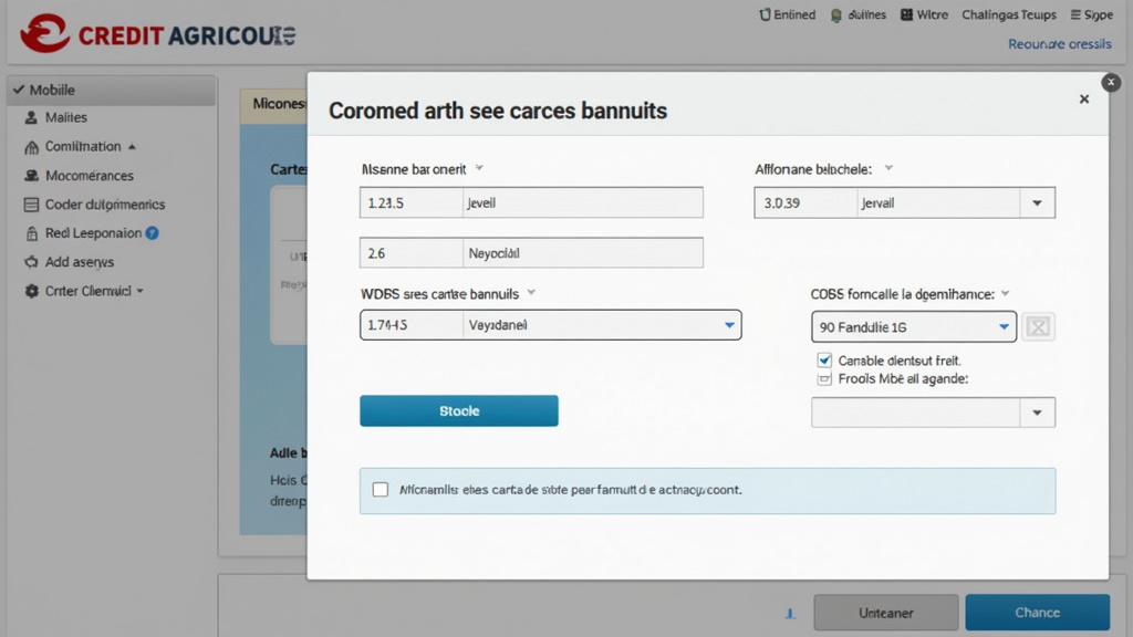 Interface de gestion des cartes bancaires en ligne sur le site du Crédit Agricole Nord Est