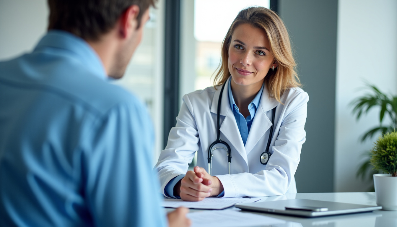 Salarié en arrêt maladie après un accident de travail en consultation avec un médecin du travail