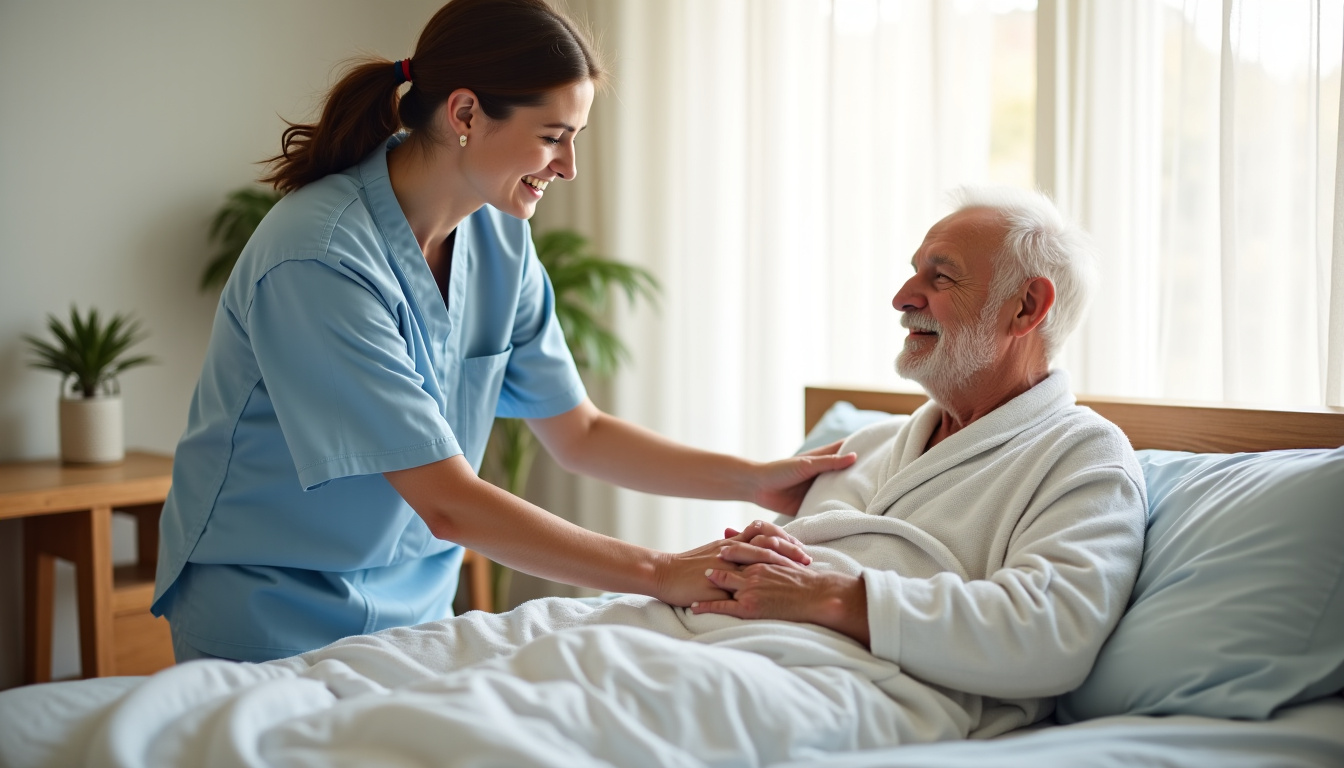 Assistante à domicile aidant une personne en convalescence