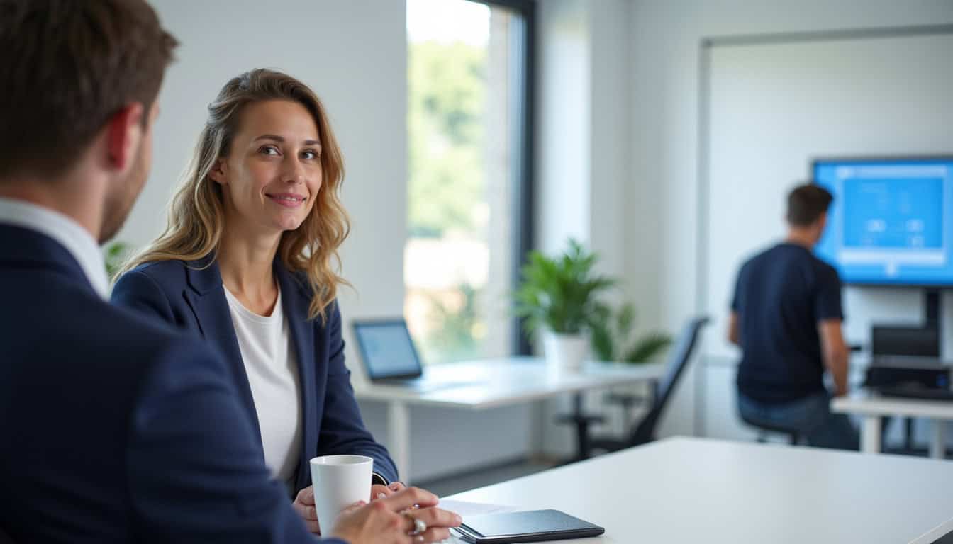 Personne en train de parler avec un conseiller client de La Banque Postale