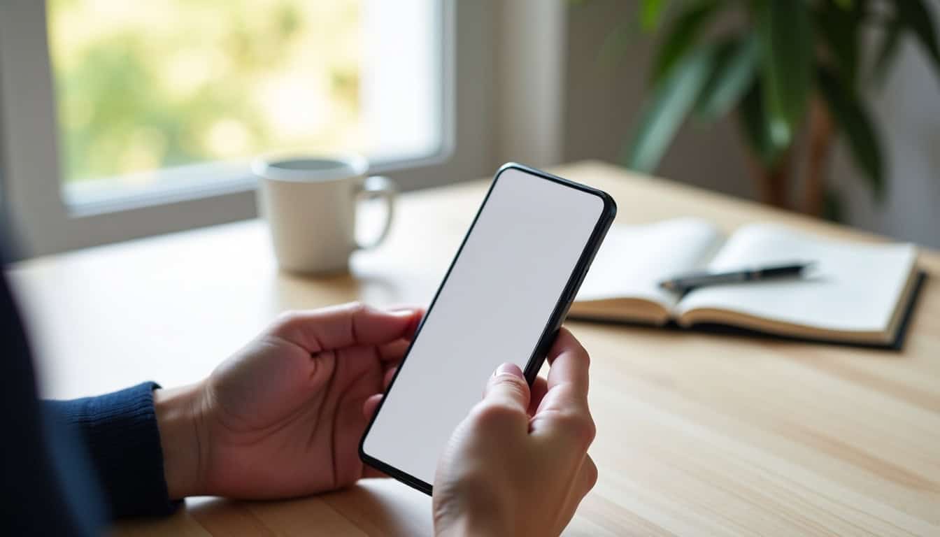 Personne utilisant l’application mobile d’une banque en ligne sur smartphone