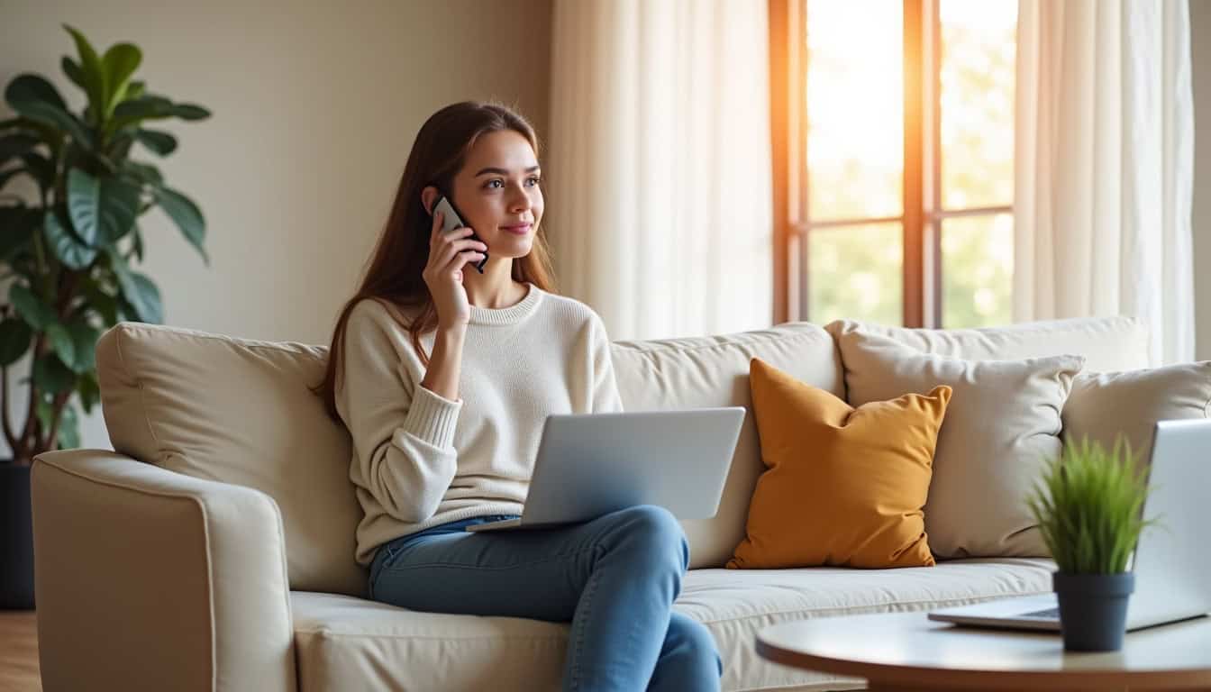 Personne utilisant son téléphone pour appeler le service client de La Banque Postale en 2026