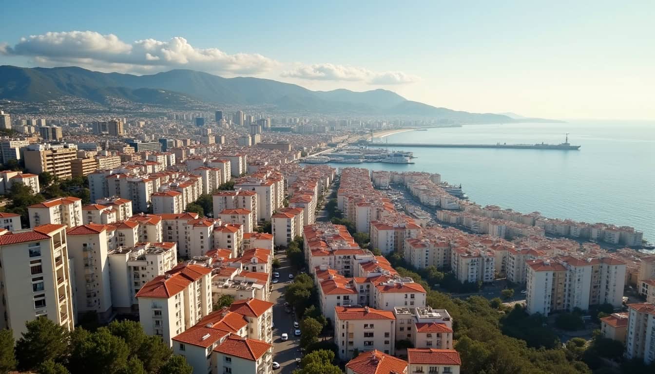 Vue aérienne de Marseille montrant la diversité des quartiers, du Vieux-Port aux zones résidentielles