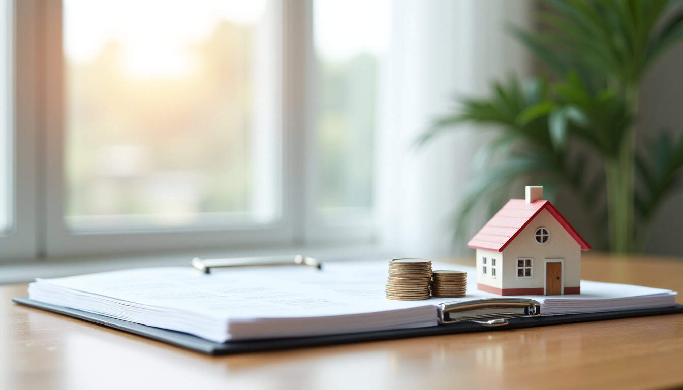 Dossier ouvert sur une table avec des documents relatifs au financement d