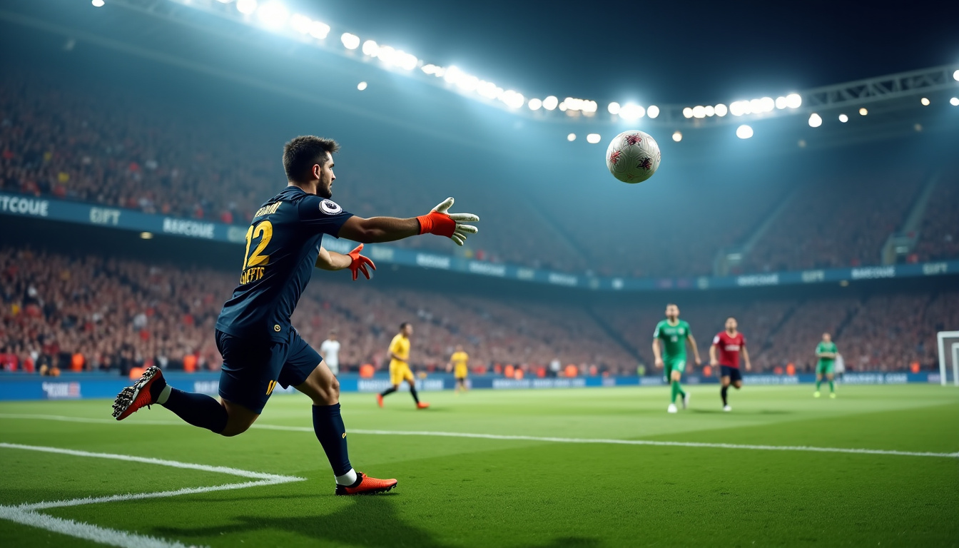 Gianluigi Donnarumma réalisant un arrêt décisif lors du match contre Aston Villa