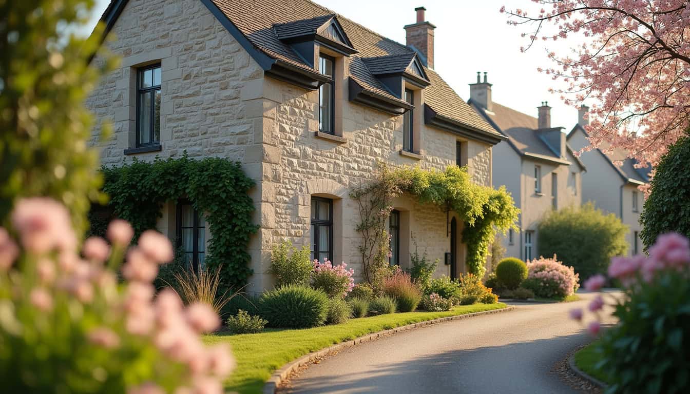 Maison de village rénovée à Rozérieulles, façade en pierre et toit en ardoise avec jardin soigné
