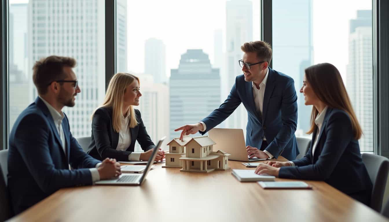 Réunion de conseillers immobiliers du réseau Dr House Immo autour d