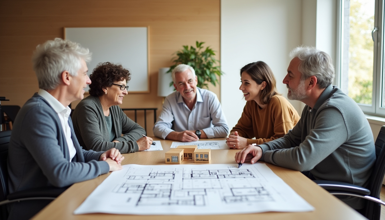 Architecte en train de présenter des plans de logements sur mesure pour des publics spécifiques à Val d'Oise Habitat