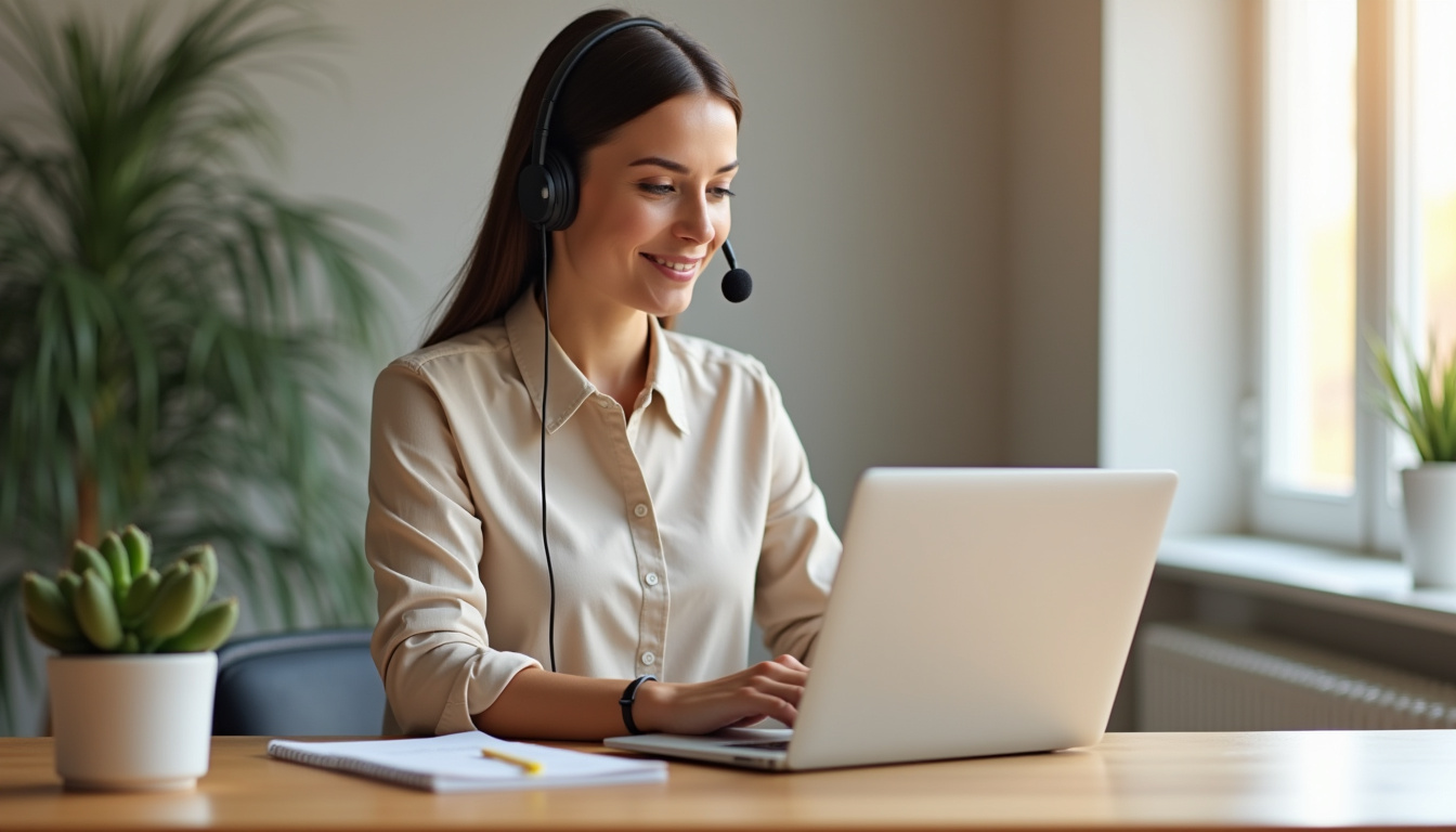 Conseiller téléphonique en train de prendre un appel pour le service assurance de La Banque Postale