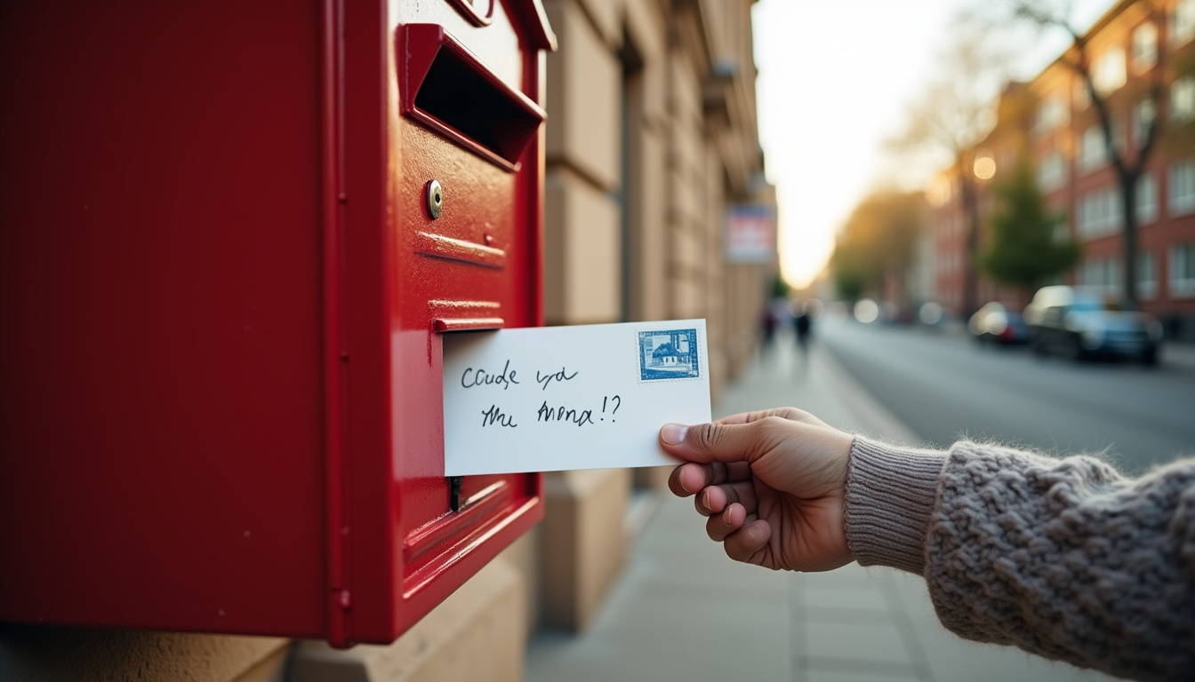 Courrier adressé à La Banque Postale déposé dans une boîte aux lettres