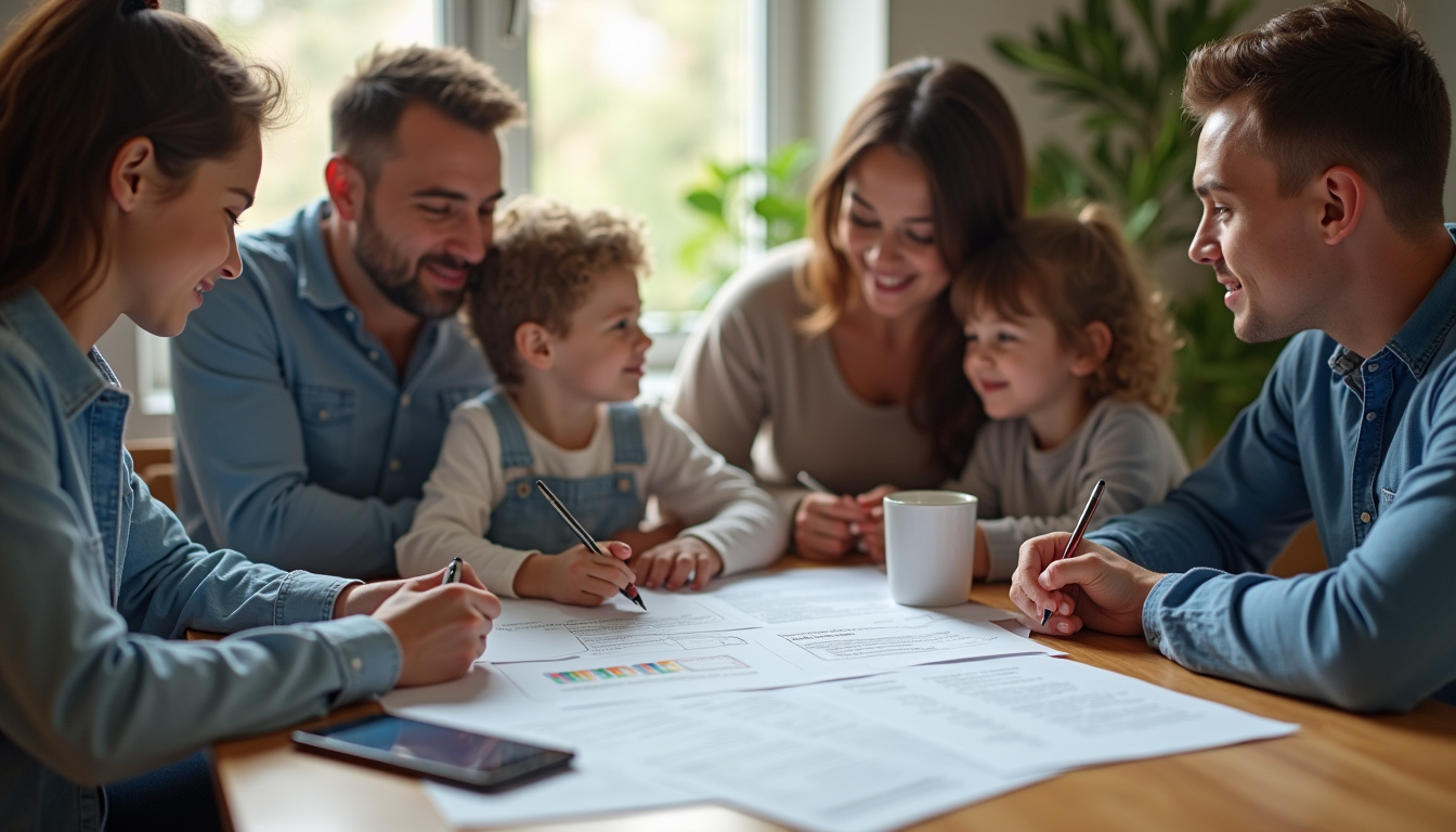 Famille remplissant un formulaire de demande de logement social auprès de Val d'Oise Habitat