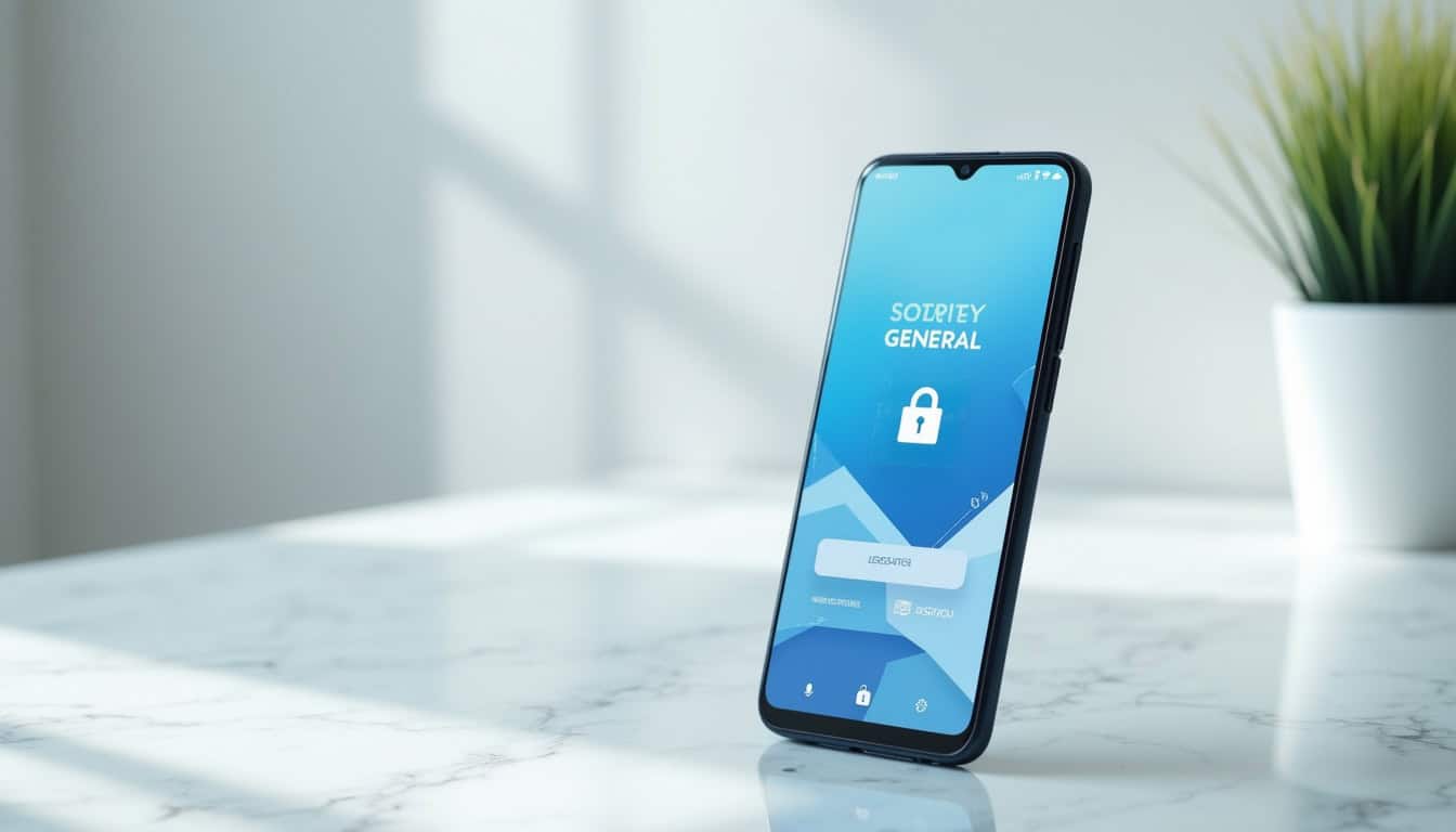 Illustration de la récupération des identifiants bancaires Société Générale sur un smartphone
