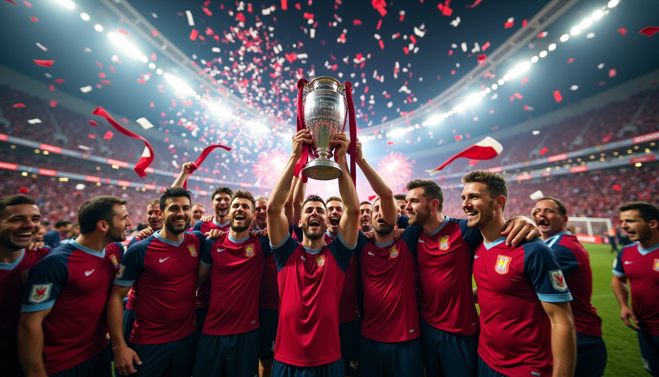 Joueurs d’Aston Villa célébrant leur victoire en finale de Ligue Europa à Istanbul