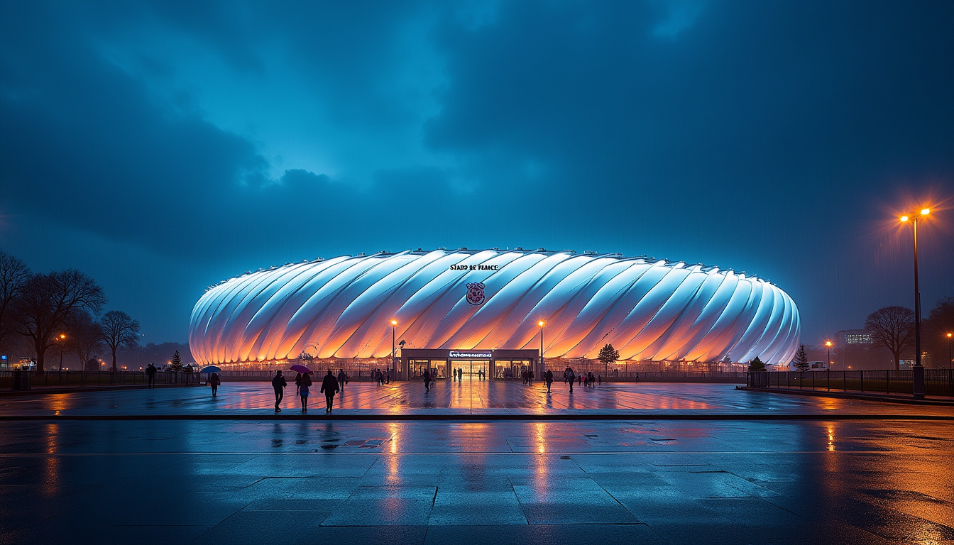 Le Stade de France de nuit, illuminé lors d
