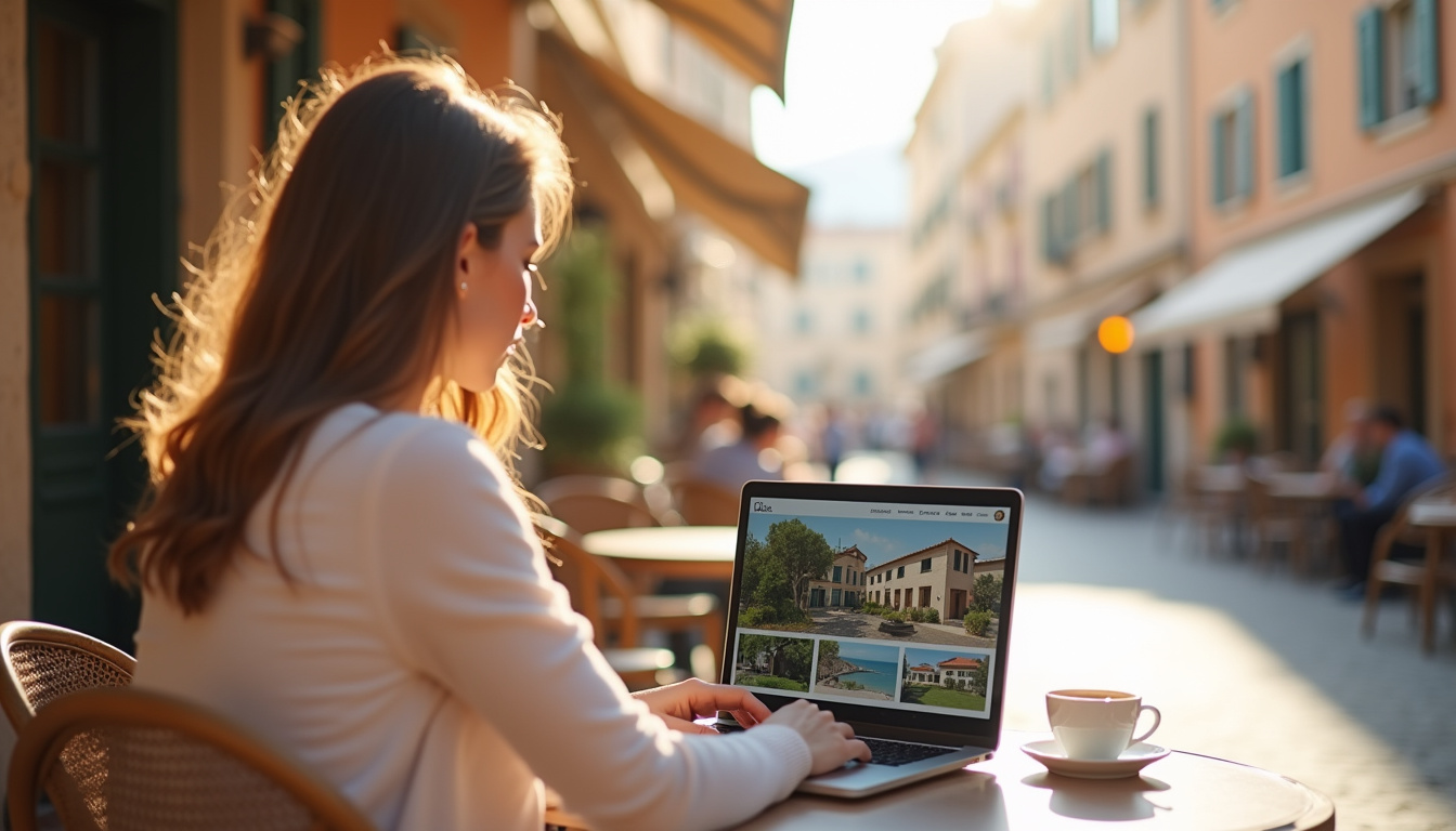 Personne consultant des annonces immobilières sur ordinateur à Aix-en-Provence