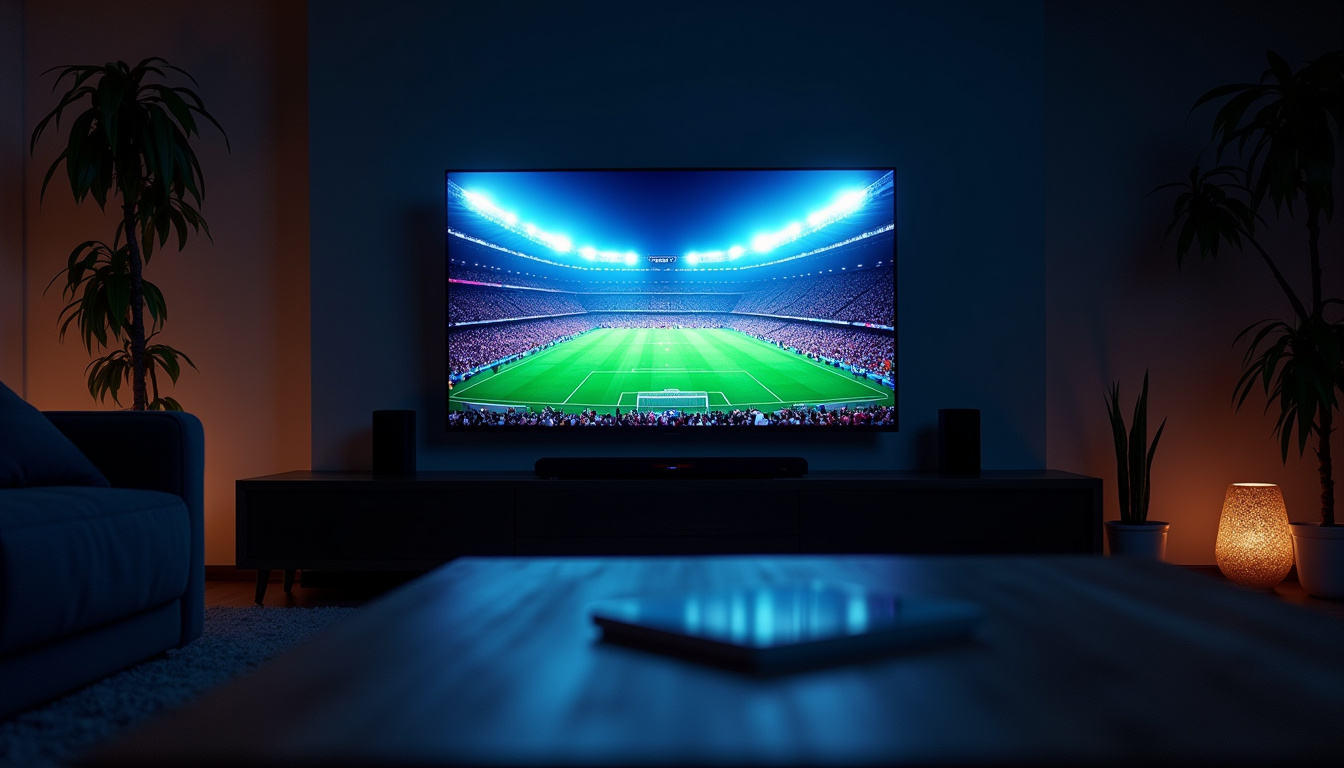 Télévision affichant un match de Ligue Europa en direct