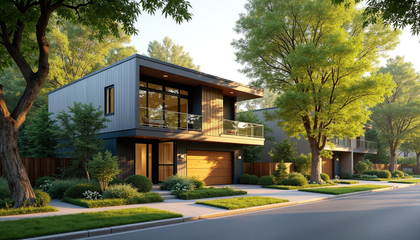Vue extérieure d'une maison en village signée Kaufman & Broad, intégrée dans un quartier résidentiel verdoyant