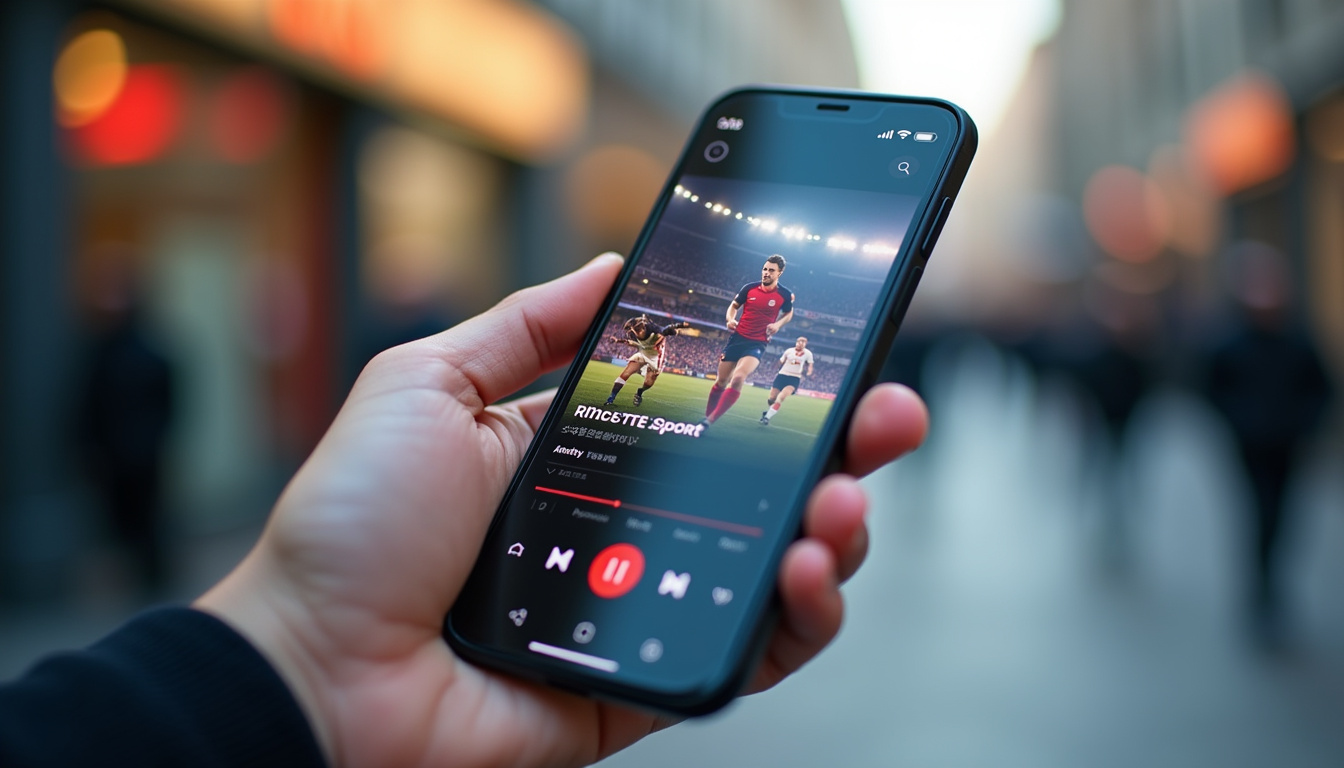 Aperçu de l'application RMC Sport sur un smartphone en mode portrait