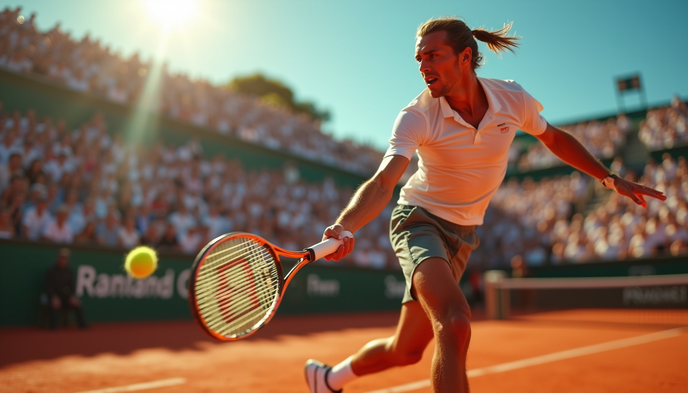 Carlos Alcaraz en action lors de Roland-Garros 2025
