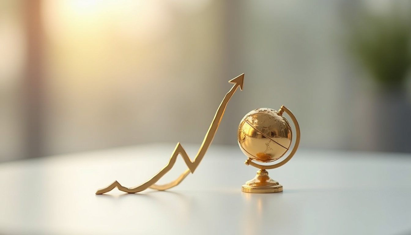 Graphique du cours de l'or avec fond économique mondial