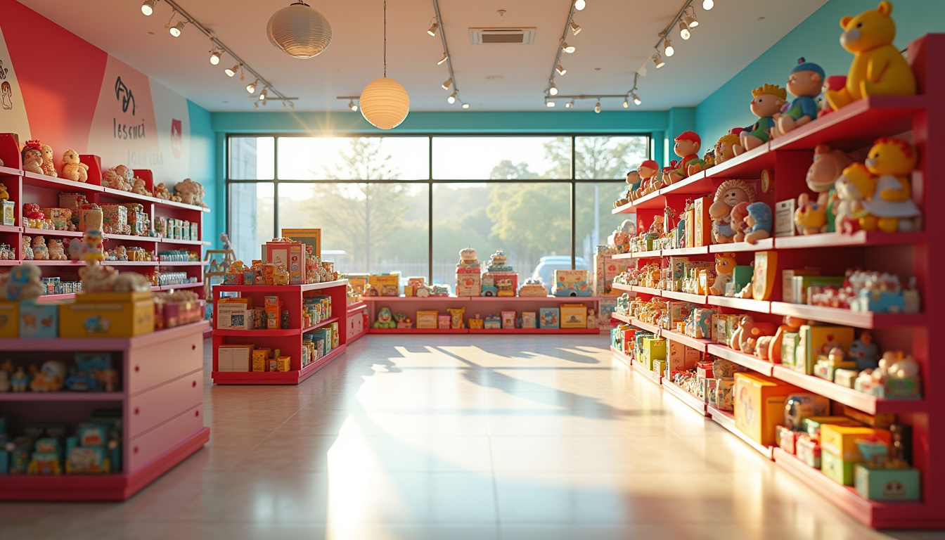 Intérieur d'un magasin JouéClub avec des rayons bien organisés et des jouets colorés