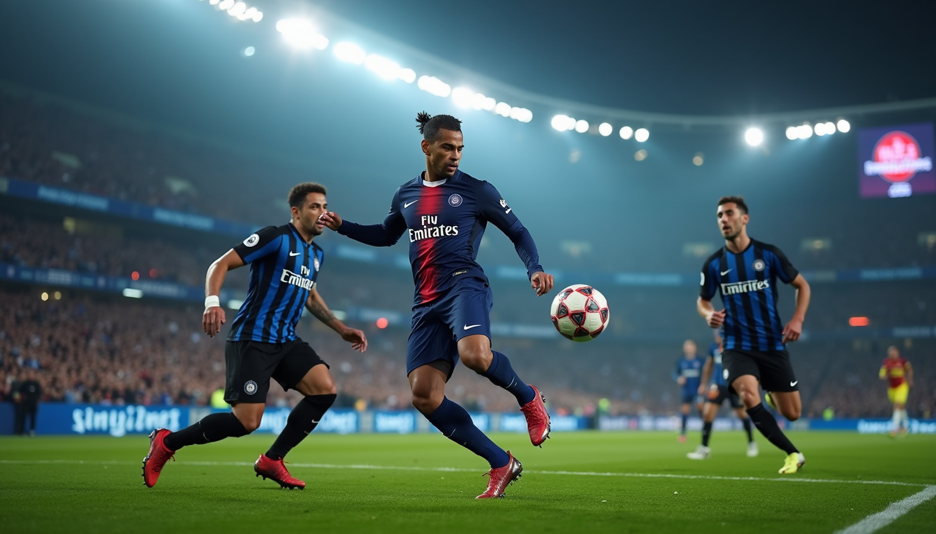 Action de jeu durant la finale de Ligue des Champions entre le PSG et l'Inter Milan
