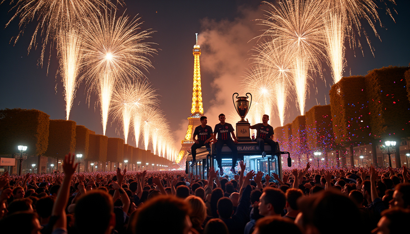 Célébration du PSG après la victoire en finale de Ligue des Champions