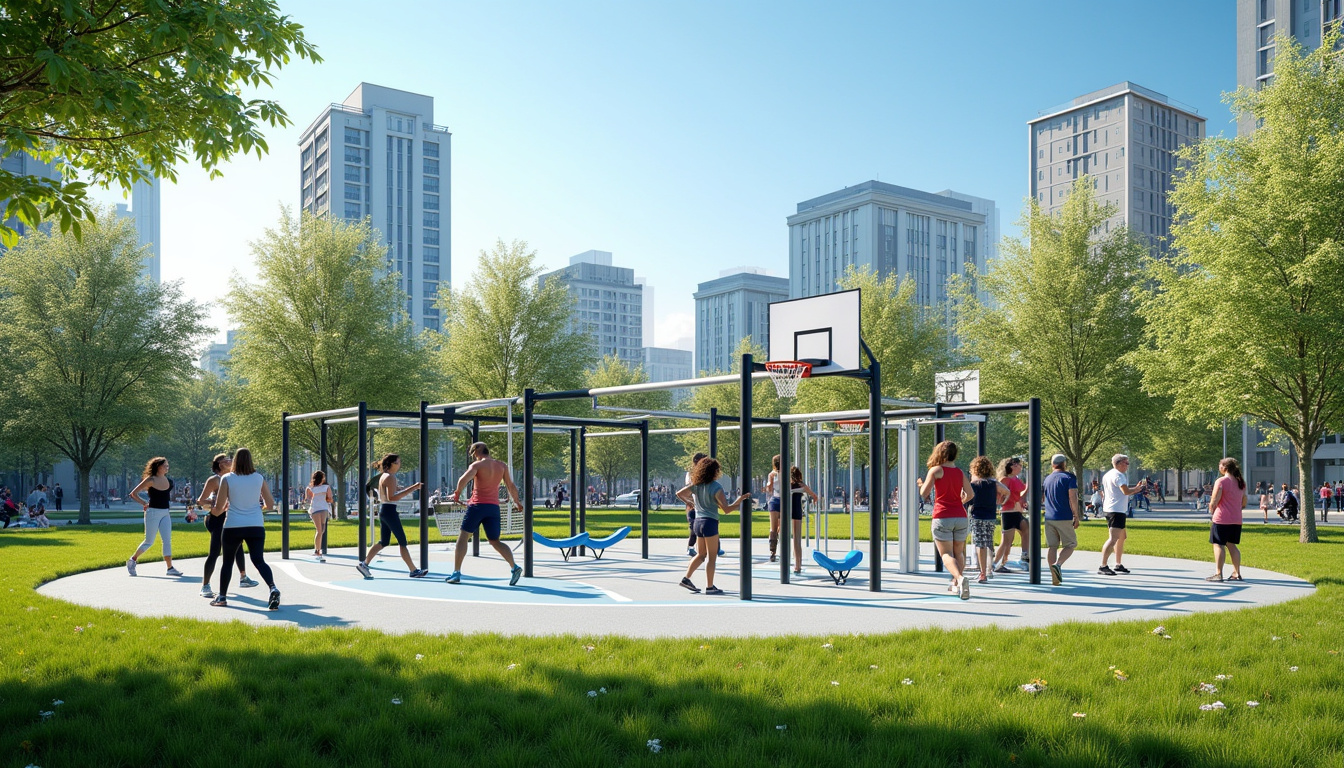 Installation d'équipements sportifs extérieurs par Decathlon Pro dans un parc municipal