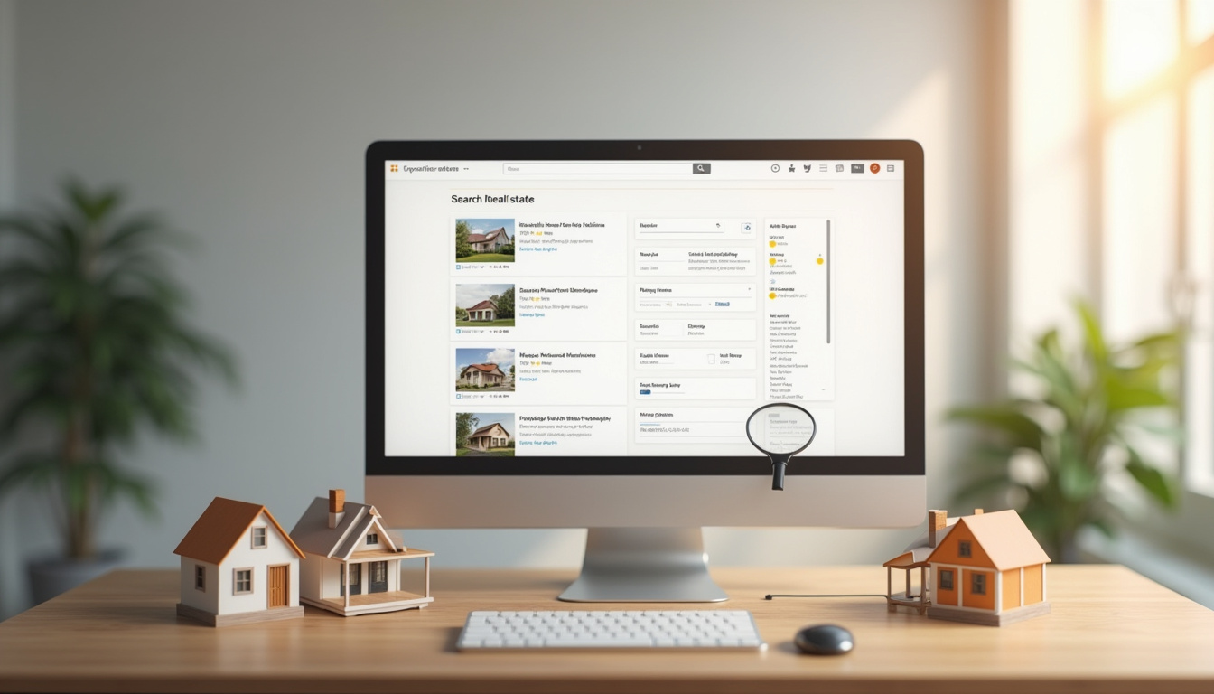 Interface de recherche sur MoteurImmo montrant plusieurs annonces immobilières filtrées