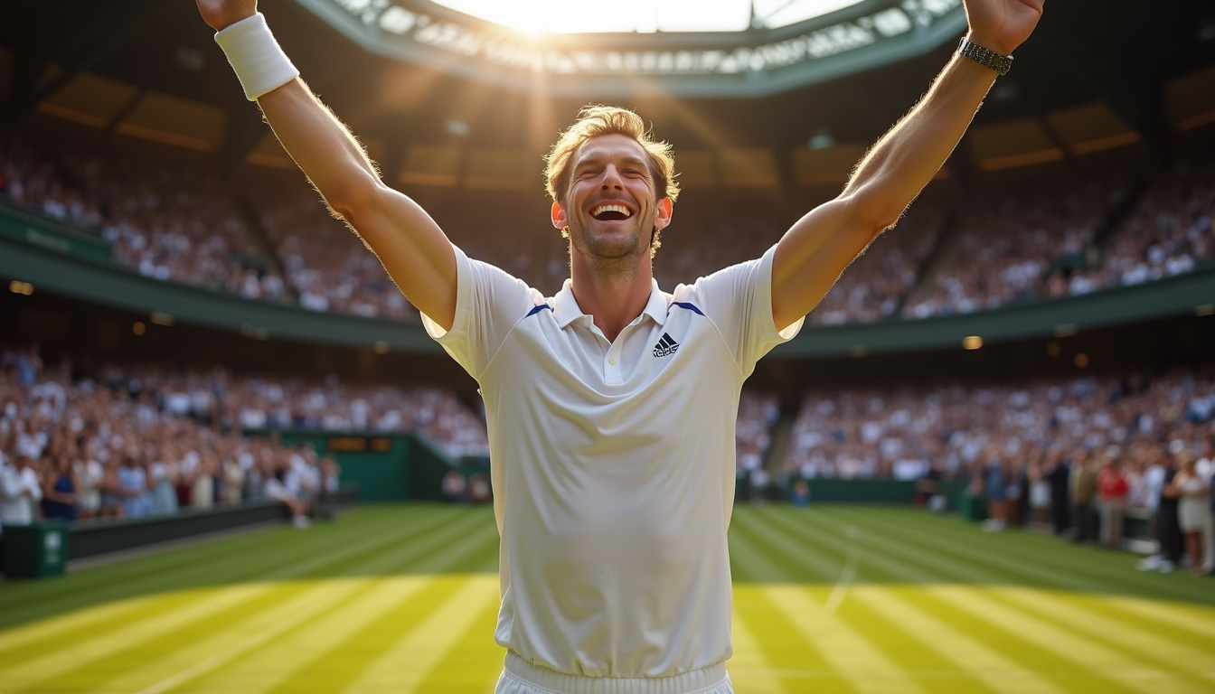 Jannik Sinner en finale de Wimbledon 2025 levant les bras