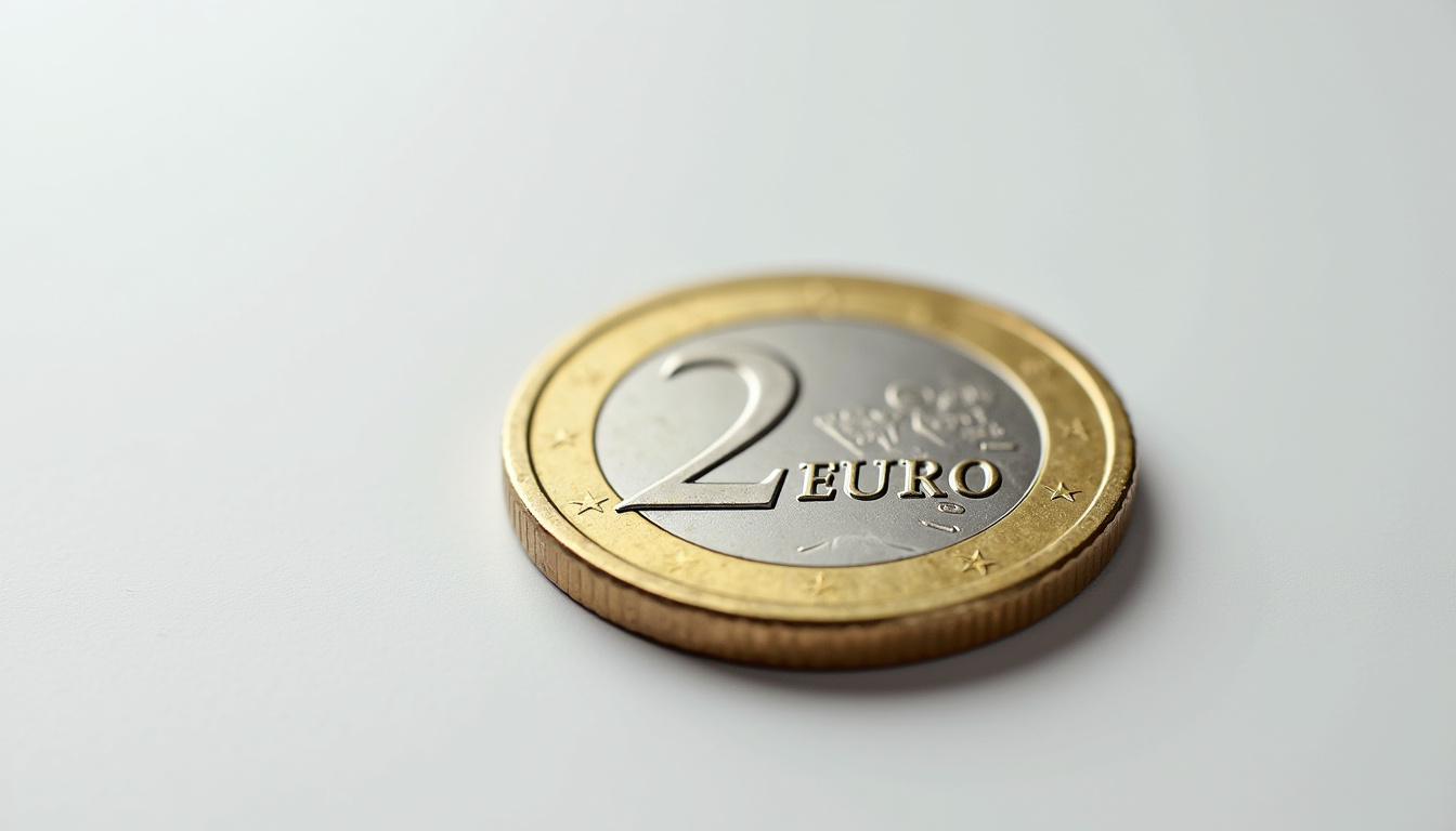 Schéma détaillé de la structure d'une pièce de 2 euros avec centre en nickel nordique et anneau extérieur en cuivre-nickel