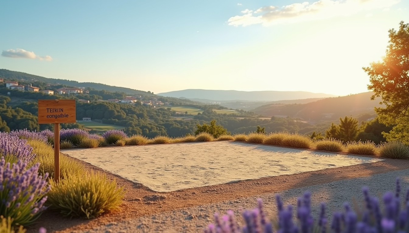 Terrain constructible viabilisé avec vue sur les collines à Sainte-Anastasie-sur-Issole