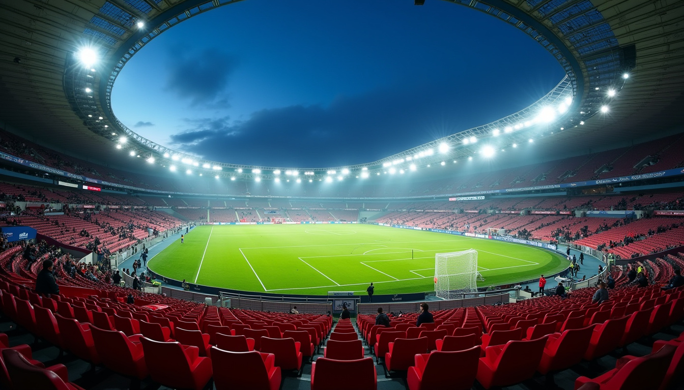 Vue des tribunes d'un stade de Ligue 1 lors d'un match sous les projecteurs