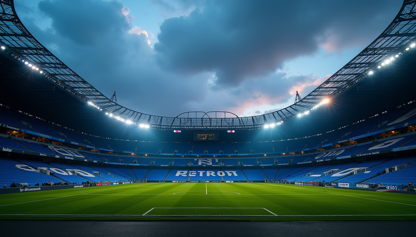 Vue extérieure du stade San Siro avec les couleurs de l'Inter Milan