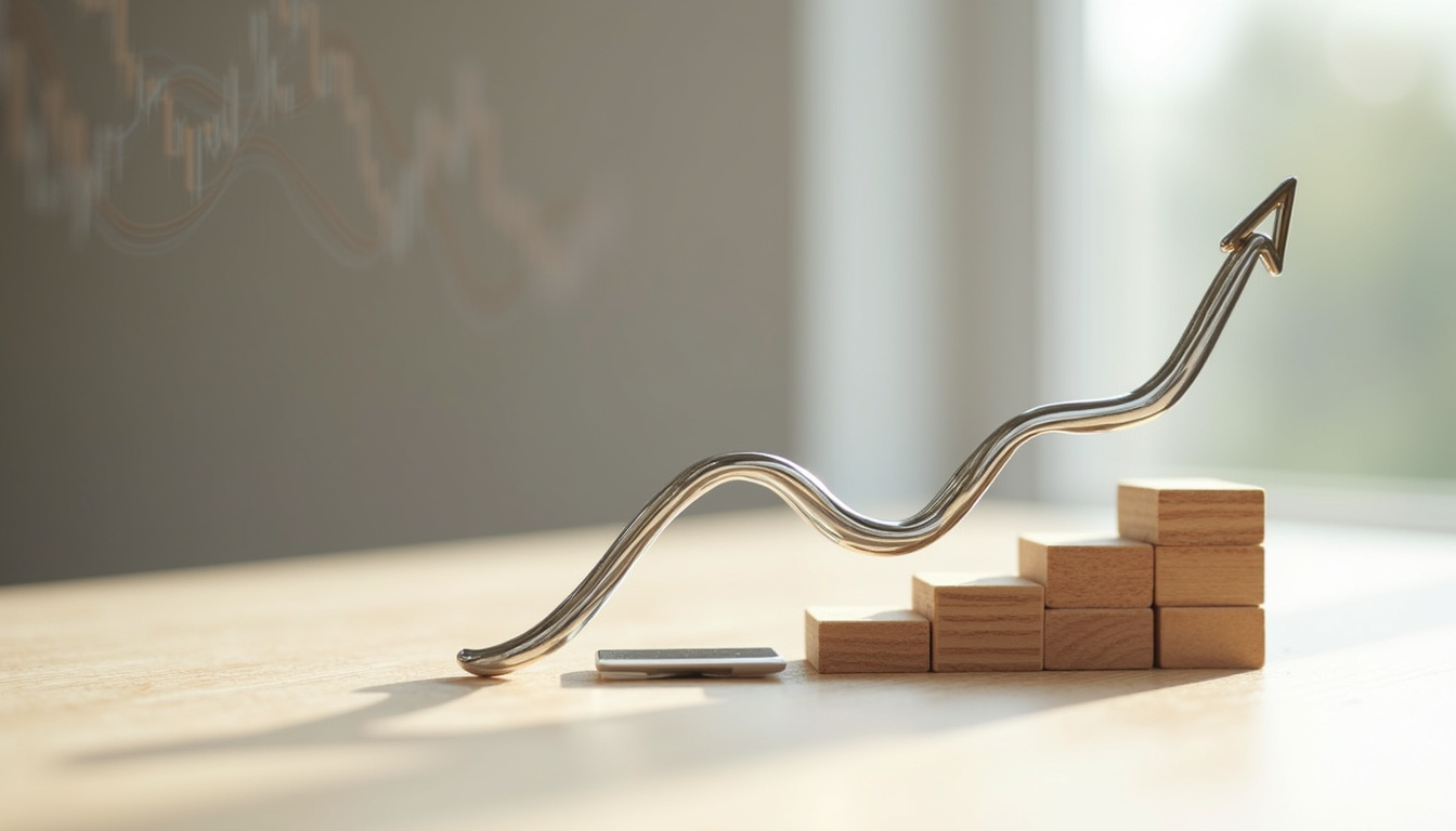 Analyse technique d’un graphique boursier avec indicateurs de tendance et volumes
