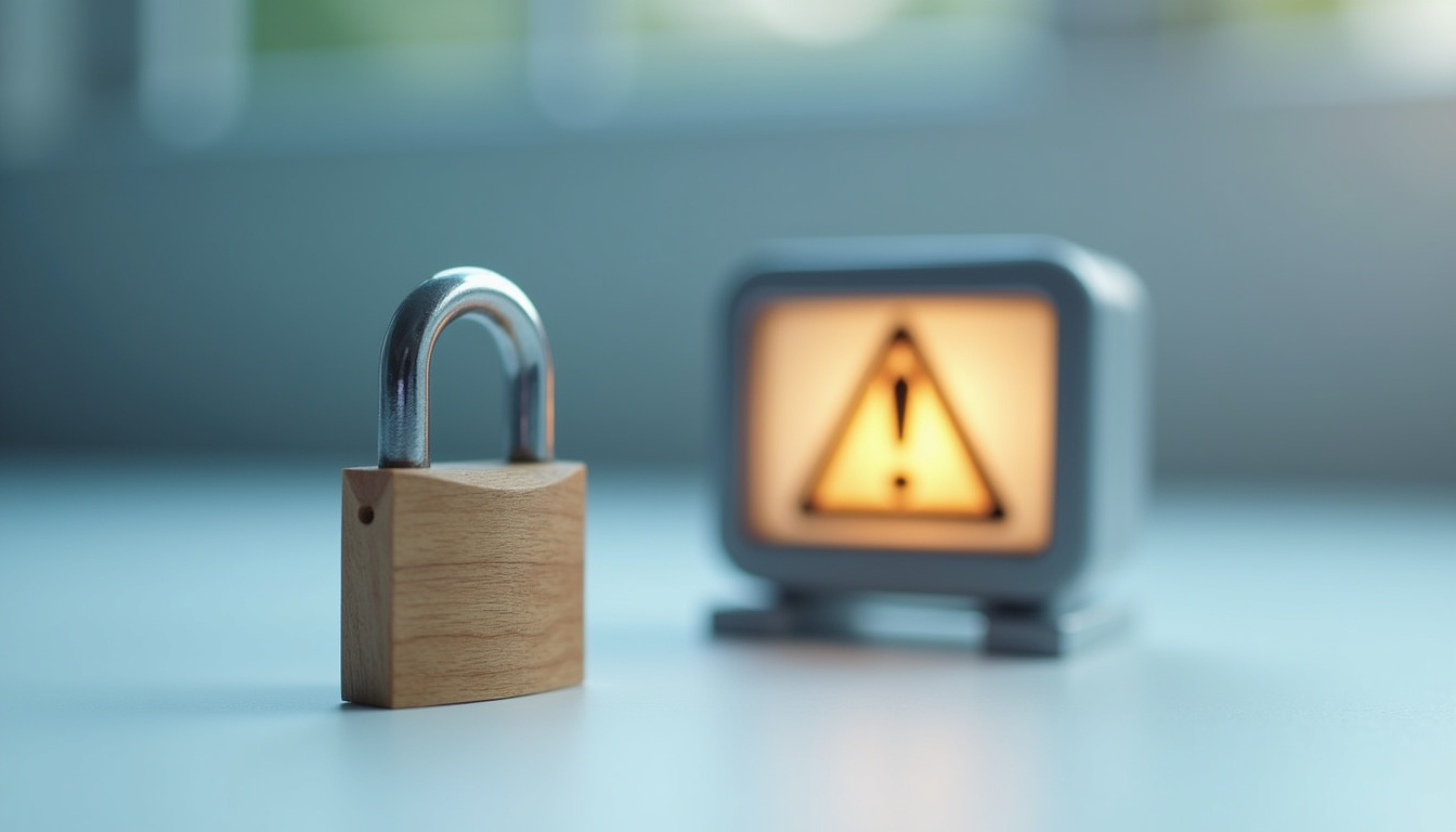Illustration montrant un cadenas et une alerte de sécurité sur un écran d'ordinateur