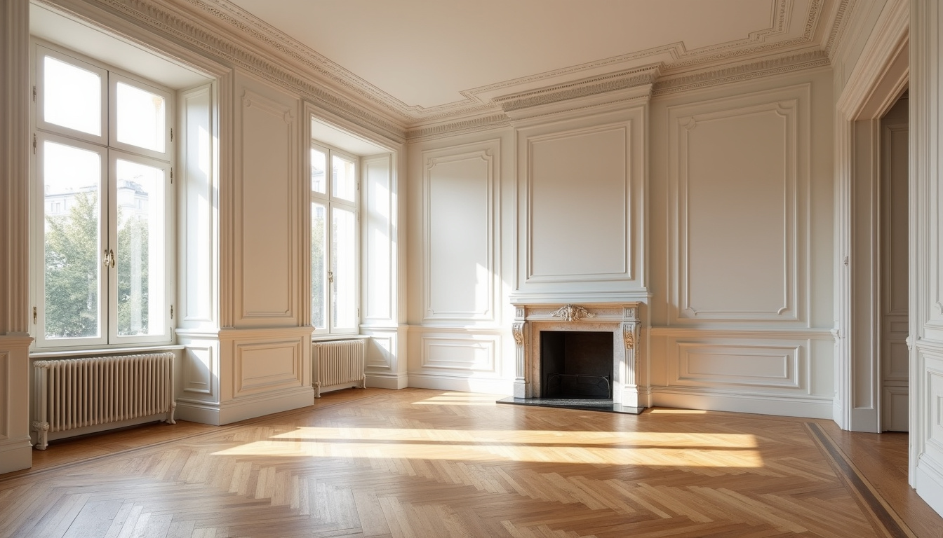Visite d'un appartement ancien rénové dans le quartier Breteuil, avec parquet en point de Hongrie et hauteur sous plafond