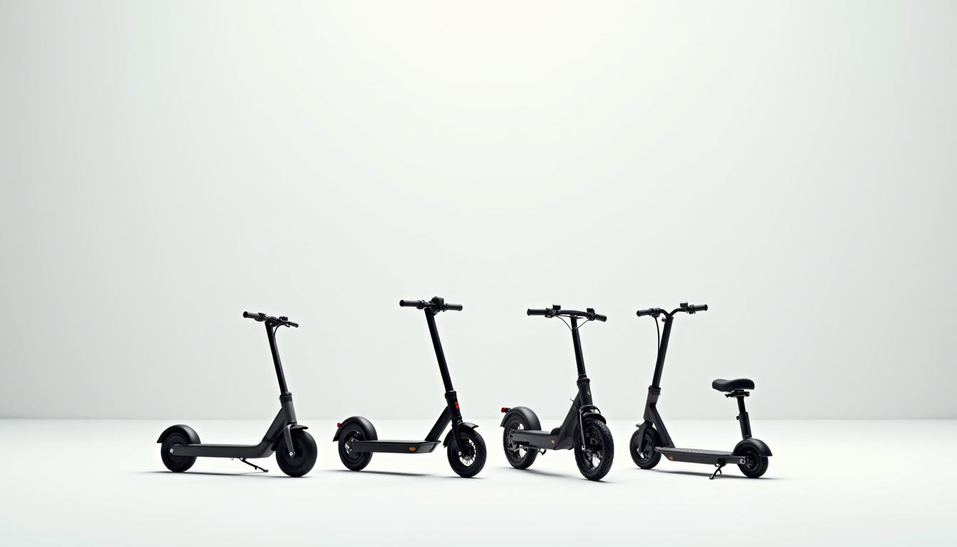 Comparaison visuelle des différents types de trottinettes électriques: urbaine, tout-terrain, pliable, avec siège