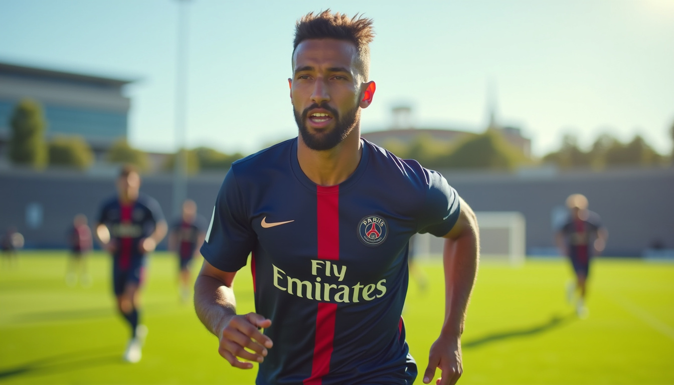 Kylian Mbappé en plein entraînement avec le PSG