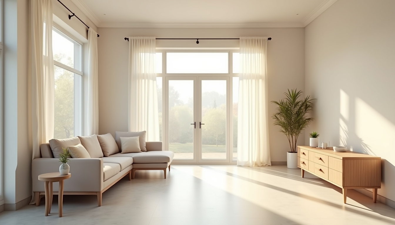 Maison en cours de préparation pour la vente, intérieur bien rangé et éclairé